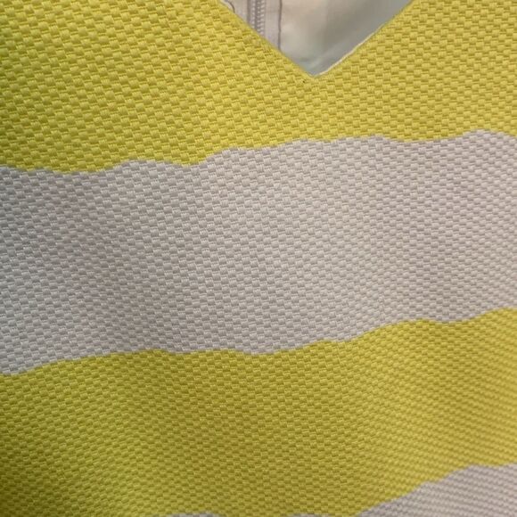 Tahari Yellow White Stripe Cotton Pique V-Neck Sleeveless Knee Length Dress 10 - Picture 6 of 13